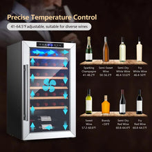 Load image into Gallery viewer, 20 Inch 33 Bottles Wine Cooler Refrigerator Built-In or Freestanding Mini Wine Fridge with 2-Layer Tempered Glass Door &amp; Dual Alarm Function