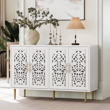 Load image into Gallery viewer, HLR 48" Accent Cabinet with 4 Doors, Vintage Hollow Carving Storage Credenza for Living Room, Kitchen, Dining Room or Entryway