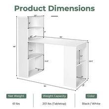 Load image into Gallery viewer, 48" Computer Desk with 6-Tier Storage Shelves, 3-in-1 Reversible Writing Desk w/ Bookshelf &amp; CPU Stand, Space-Saving Home Office Workstation - White