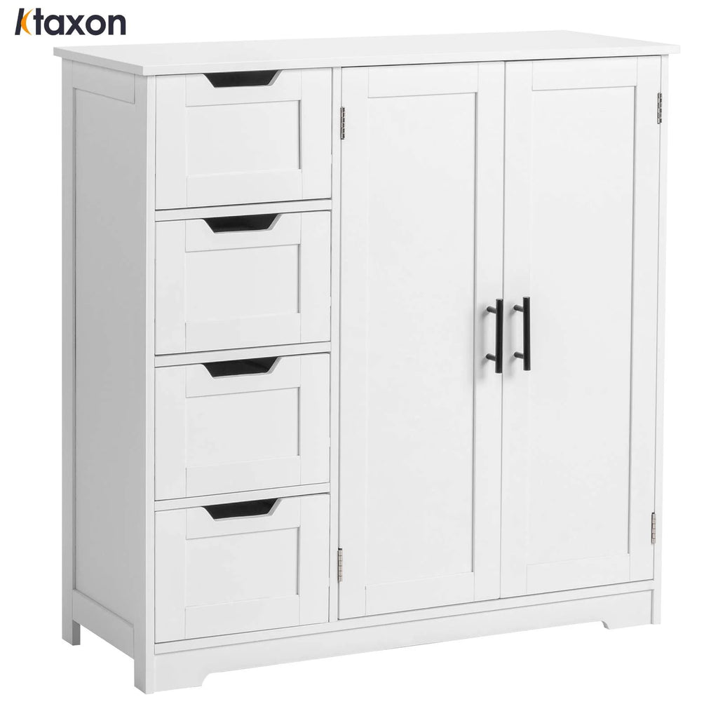 Ktaxon Wooden Bathroom Floor Cabinet with 4 Drawers & 1 Cupboard for Living Room Entryway, White