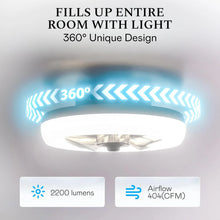 Load image into Gallery viewer, Cannonx 14 Low Profile Ceiling Fans with Lights and Remote, Modern Fandelier Ceiling Fan with Light, 6 Speeds, 3 Lighting Modes 3500K - 5500K, Flush Mount for Bedroom, LED 2200 Lumens