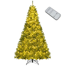 Load image into Gallery viewer, 6/7/8FT Pre-Lit Artificial Christmas Tree, Hinged Xmas Tree with Remote, Warm White LED Lights, Timer, Adjustable Lighting Modes for Holiday Decor