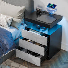 Load image into Gallery viewer, Hommpa LED Nightstand Wireless Charging Station USB Type C Outlets Bedside Table 3 Drawers Black Night Table Modern Smart Nightstand High Gloss End Side Table for Bedroom Furniture 26.8" Tall - White / Single