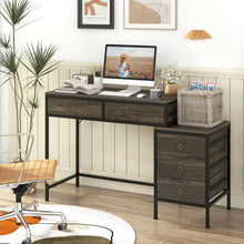 Load image into Gallery viewer, Tangkula 51" Home Office Desk with Printer Stand - Rustic Brown