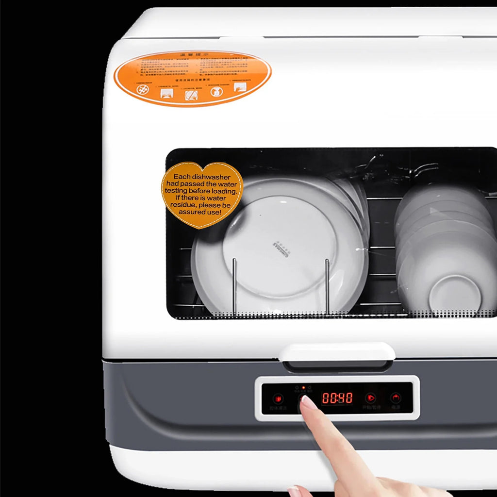 110V 800W Countertop Dishwasher - Stainless Steel, 3 Wash Modes + Fruit Wash, Touch Control, Space - Saving, Ideal for Small Kitchens & Rvs