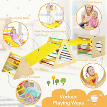 Load image into Gallery viewer, 5 in 1 Kids Triangle Climber Play Gym Set with Double Sided Ramps, Indoor Toddler Wooden Climbing Toys for Playground Daycare