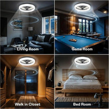 Load image into Gallery viewer, Cannonx 14 Low Profile Ceiling Fans with Lights and Remote, Modern Fandelier Ceiling Fan with Light, 6 Speeds, 3 Lighting Modes 3500K - 5500K, Flush Mount for Bedroom, LED 2200 Lumens
