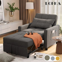 Load image into Gallery viewer, Lofka Chair Bed, Convertible Sofa Bed Couch Recliner Single Bed for Living Room/Office/Bedroom, Light Gray - Gray