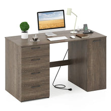 Load image into Gallery viewer, 53" Computer Desk with 4 Storage Drawers &amp; Cabinet, Home Office Desk w/ Charging Station, Adjustable Shelf &amp; Cable Management for Study, Makeup