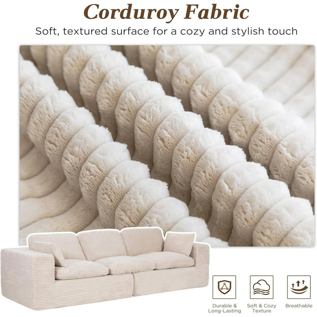 AECOJOY 110" Oversized Sofa for Living Room, 3 Seater Cloud Boneless Couch with Fluffy Seat Cushions