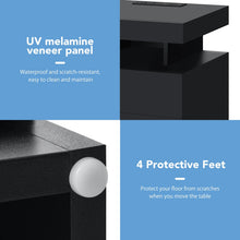 Load image into Gallery viewer, Hommpa LED Nightstand Wireless Charging Station USB Type C Outlets Bedside Table 3 Drawers Black Night Table Modern Smart Nightstand High Gloss End Side Table for Bedroom Furniture 26.8" Tall