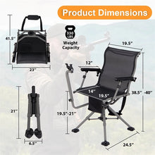 Load image into Gallery viewer, 360° Swivel Hunting Chair, Portable Deer Blind Chair Sniper Seat with Adjustable Shooting Rest, Extendable Aluminum Legs &amp; Carrying Strap for Camping