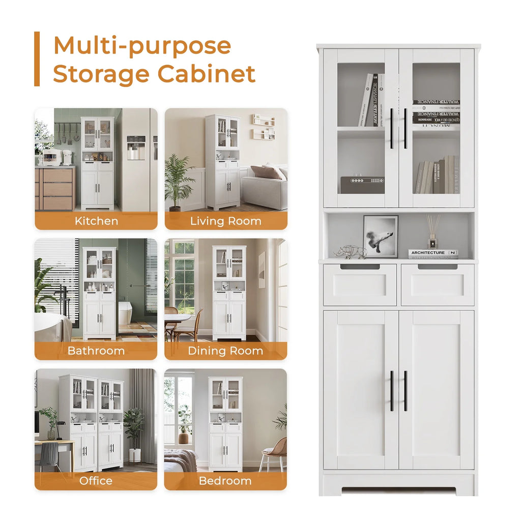 Ktaxon Wooden Bathroom Floor Cabinet with 4 Drawers & 1 Cupboard for Living Room Entryway, White