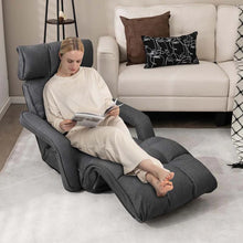Load image into Gallery viewer, 6-Position Adjustable Floor Sofa Bed, Folding Lazy Sofa Chaise Lounger Recliner with Armrests &amp; Footrests for Living Room, Bedroom &amp; Gaming