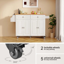 Load image into Gallery viewer, Lofka 52 - Inch Kitchen Island with Storage on Wheels with Wood Drop Leaf, Ideal for Small Kitchens