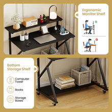 Load image into Gallery viewer, Tangkula 39.5" Mobile Computer Desk with Power Outlets for Home Office Bedroom