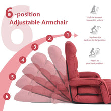 Load image into Gallery viewer, Folding Lazy Sofa Floor Chair with 6-Position Adjustable Backrest, Lumbar Pillow &amp; Armrests, Indoor Chaise Lounge Sofa for Gaming, Living Room