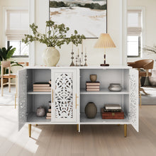 Load image into Gallery viewer, HLR 48" Accent Cabinet with 4 Doors, Vintage Hollow Carving Storage Credenza, Sideboards and Buffets Cabinet for Living Room, Kitchen, Dining Room, Entryway - 48"-4door-Brown