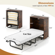Load image into Gallery viewer, Cot Size Murphy Cabinet Bed with Mattress, 2-in-1 Folding Rollaway Guest Bed into Storage Cabinet with Lockable Wheels for Home Office