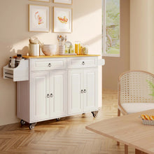 Load image into Gallery viewer, Lofka 52 - Inch Kitchen Island with Storage on Wheels with Wood Drop Leaf, Ideal for Small Kitchens