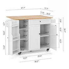 Load image into Gallery viewer, Noelse Kitchen Island with Storage, Island Table for Kitchen with Drop Leaf, Spice Rack, Towel Bar for Small Kitchens, White