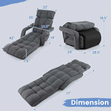Load image into Gallery viewer, 6-Position Adjustable Floor Sofa Bed, Folding Lazy Sofa Chaise Lounger Recliner with Armrests &amp; Footrests for Living Room, Bedroom &amp; Gaming