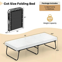 Load image into Gallery viewer, Cot Size Rollaway Guest Bed with Memory Foam Mattress, 75"x31" Portable Folding Bed with Heavy-Duty Metal Frame for Home Office Small Spaces