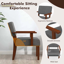 Load image into Gallery viewer, Modern Accent Chair Linen Armchair with Rubber Wood Frame, Mid Century Upholstered Reading Chair for Living Room Bedroom Reception