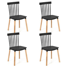 Load image into Gallery viewer, Set of 4 Windsor Dining Chairs, Modern Armless Side Kitchen Chairs with Spindle Back, Curved Seat &amp; Solid Wood Legs for Living Room, Restaurant