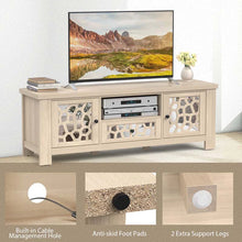 Load image into Gallery viewer, 55" Retro TV Stand for 60 Inch TVs, TV Console Cabinet Entertainment Center with Mirror Doors, Drawer Open Shelf, Cable Hole