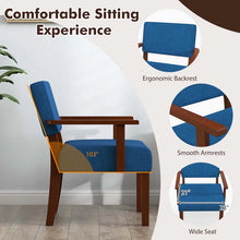 Load image into Gallery viewer, Modern Accent Chair Linen Armchair with Rubber Wood Frame, Mid Century Upholstered Reading Chair for Living Room Bedroom Reception
