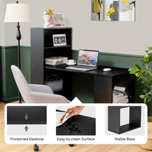 Load image into Gallery viewer, 48" Computer Desk with 6-Tier Storage Shelves, 3-in-1 Reversible Writing Desk w/ Bookshelf &amp; CPU Stand, Space-Saving Home Office Workstation
