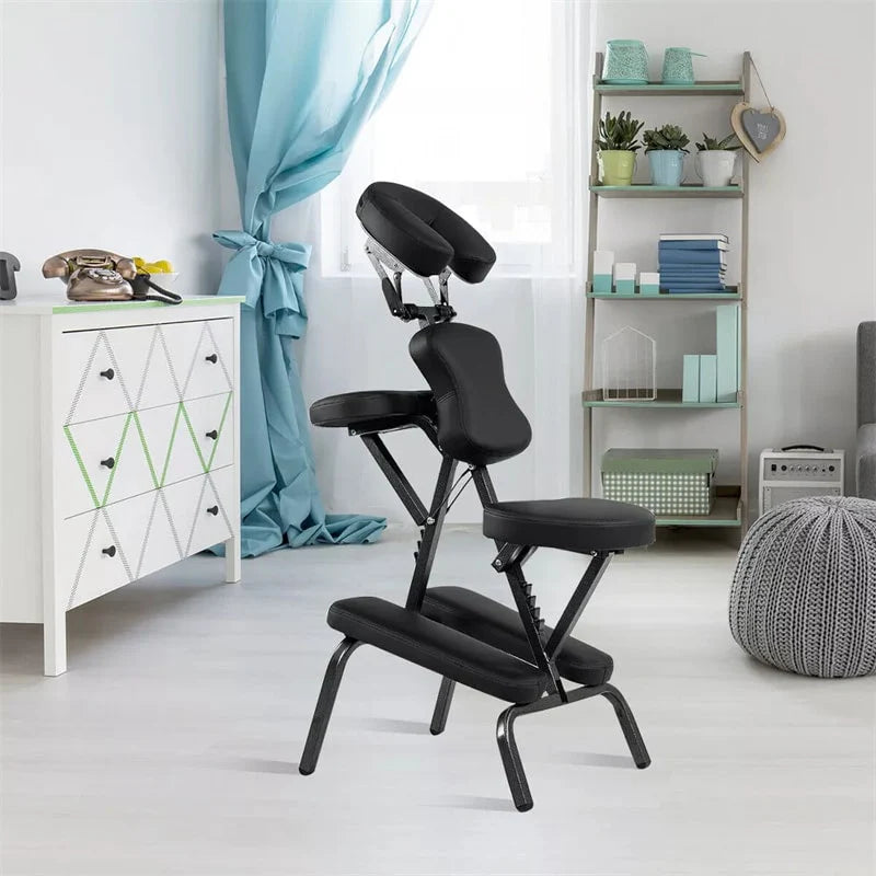 Portable Lightweight Massage Chair, PU Leather Tattoo Spa Chair with Thickened Sponge & Carrying Bag, Folding Travel Chair for Massage Therapy