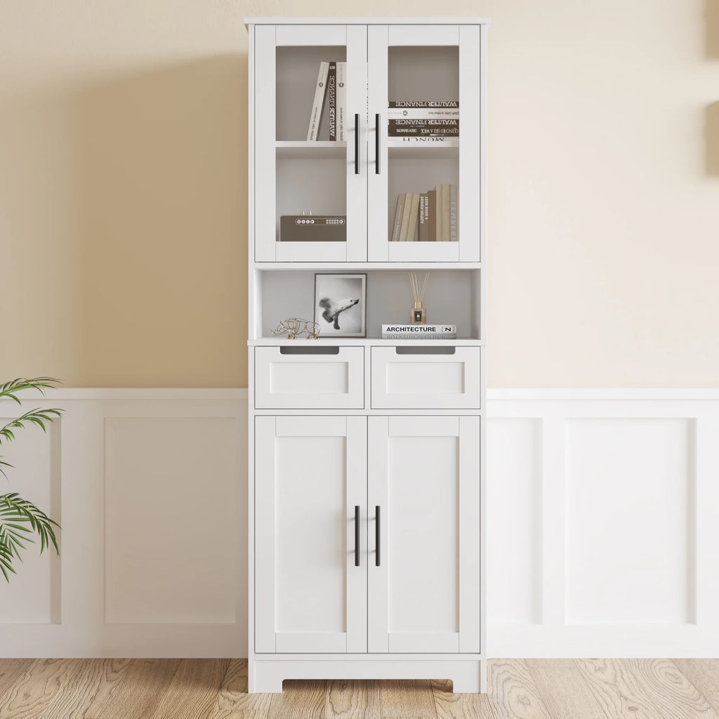 Ktaxon Wooden Bathroom Floor Cabinet with 4 Drawers & 1 Cupboard for Living Room Entryway, White