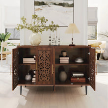 Load image into Gallery viewer, HLR 48" Accent Cabinet with 4 Doors, Vintage Hollow Carving Storage Credenza, Sideboards and Buffets Cabinet for Living Room, Kitchen, Dining Room, Entryway