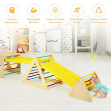 Load image into Gallery viewer, 5 in 1 Kids Triangle Climber Play Gym Set with Double Sided Ramps, Indoor Toddler Wooden Climbing Toys for Playground Daycare