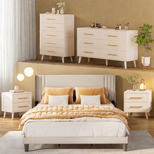 Load image into Gallery viewer, Bedroom Furniture Set - Includes Queen Bed Frame, Nightstands Set of 2, 5 - Drawer Dresser &amp; Double Wide 6 - Drawer Dresser - Modern Storage Solution for Stylish Home Decor, Black