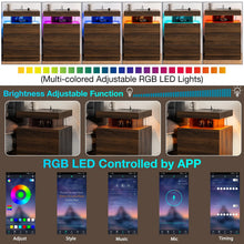 Load image into Gallery viewer, Hommpa LED Nightstand Wireless Charging Station USB Type C Outlets Bedside Table 3 Drawers Black Night Table Modern Smart Nightstand High Gloss End Side Table for Bedroom Furniture 26.8" Tall