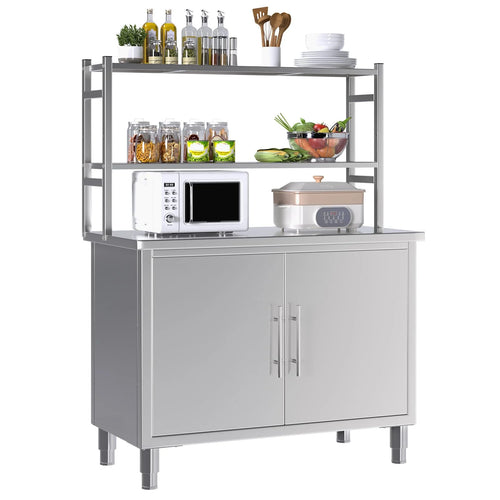 AECOJOY Stainless Steel Table with Cabinet 40