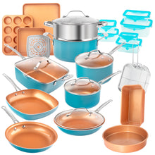 Load image into Gallery viewer, Gotham Steel 32 Pcs Pots and Pans Set Non Stick, Cookware Set with Bakeware and Premium Food Storage Set Nonstick Pots and Pans Set, Red