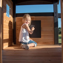 Load image into Gallery viewer, Backyard Discovery Canyon Creek Cedar Wood Swing Set with Wave Slide. Clubhouse. Play Kitchen. Picnic Area. Belt Swings. Web Swing. Rock Wall. Balconies. Playhouse. Step Ladder. Outdoor Playset
