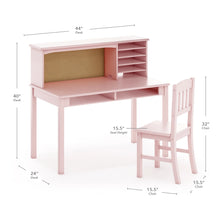 Load image into Gallery viewer, Guidecraft Kids Media Desk and Chair Set - Gray: Kids Desk and Chair Set, Study Table for Kids with Hutch and Shelf, Wood Bedroom Furniture Set