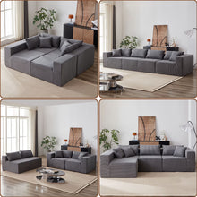 Load image into Gallery viewer, 104 - Inch Corduroy Modular L Shaped Sectional Sofa, Luxury Floor Couch Set, Upholstered Indoor Furniture, Foam - Filled Compressed Sofa for Living Room, Bedroom, 4 PC Free Combination ?
