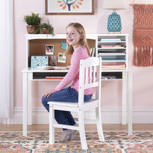 Load image into Gallery viewer, Guidecraft Kids Media Desk and Chair Set - Gray: Kids Desk and Chair Set, Study Table for Kids with Hutch and Shelf, Wood Bedroom Furniture Set - Lavender