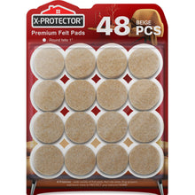 Load image into Gallery viewer, Felt Furniture Pads X-Protector - 48 Premium Felt Pads Floor Protector Beige - Chair Felts Pads for Furniture Feet Wood Floors - Best Furniture Pads