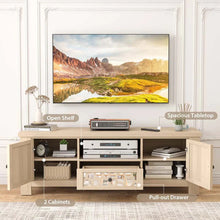 Load image into Gallery viewer, 55" Retro TV Stand for 60 Inch TVs, TV Console Cabinet Entertainment Center with Mirror Doors, Drawer Open Shelf, Cable Hole