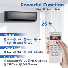 Load image into Gallery viewer, Energy Star 18000 BTU Mini Split Air Conditioner &amp; Heater, 21 SEER2 208-230V Inverter Split AC Unit with Heat Pump for Rooms up to 1250 Sq.Ft