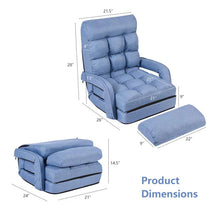 Load image into Gallery viewer, Folding Lazy Sofa Floor Chair with 6-Position Adjustable Backrest, Lumbar Pillow &amp; Armrests, Indoor Chaise Lounge Sofa for Gaming, Living Room