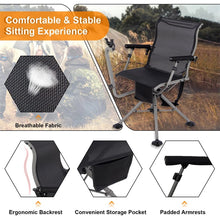Load image into Gallery viewer, 360° Swivel Hunting Chair, Portable Deer Blind Chair Sniper Seat with Adjustable Shooting Rest, Extendable Aluminum Legs &amp; Carrying Strap for Camping