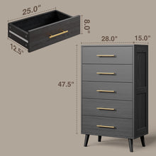 Load image into Gallery viewer, Bedroom Furniture Set - Includes Queen Bed Frame, Nightstands Set of 2, 5 - Drawer Dresser &amp; Double Wide 6 - Drawer Dresser - Modern Storage Solution for Stylish Home Decor, Black - White/Beige